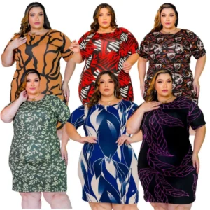 Vestido Camisão Plus Size Curve Lindo tamanho grande veste ate 58 verão do g1 ao g3 estampado e liso